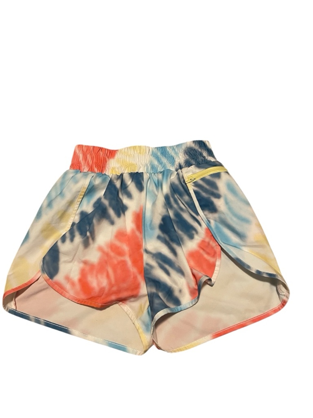 Tie-Dye Athletic Running Shorts with Zip Pocket - Multicolor